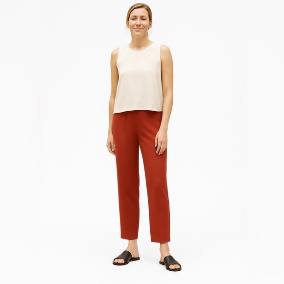 Eileen Fisher Silk Cropped Pants Red Side Zip Excellent Size S - Picture 8 of 8